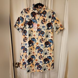 New Dress with Elephant Print, Size XS